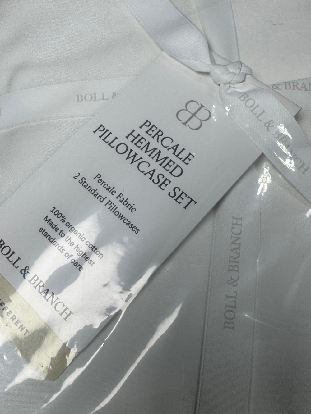 BOLL & BRANCH Percale Hemmed Pillowcase Standard Size Set of 2 White NEW